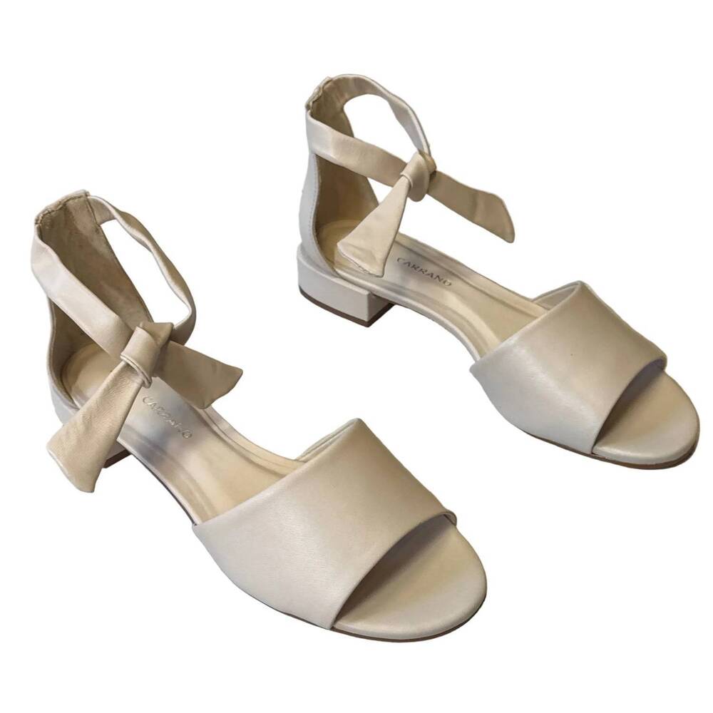 NEW CARRANO women's darci dress ankle tie heels in beige